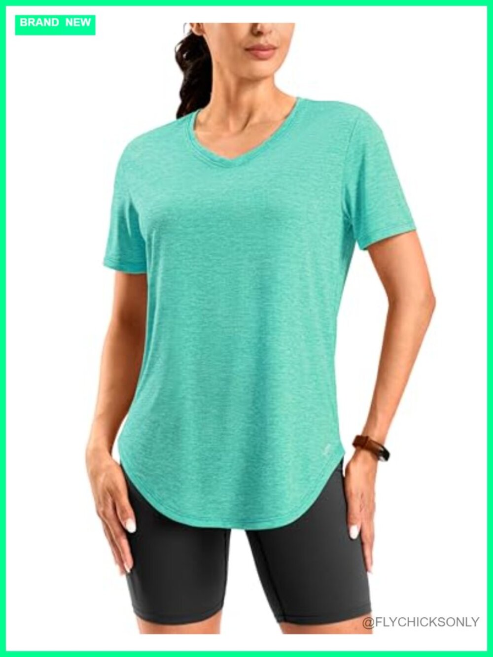 Women's Longline V-Neck Workout T-Shirt UPF 50+ Moisture Wicking Quick Dry